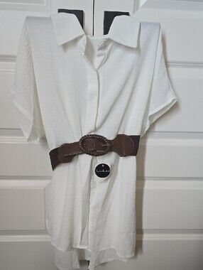 Dark Brown Braided Elastic Belt Size Small